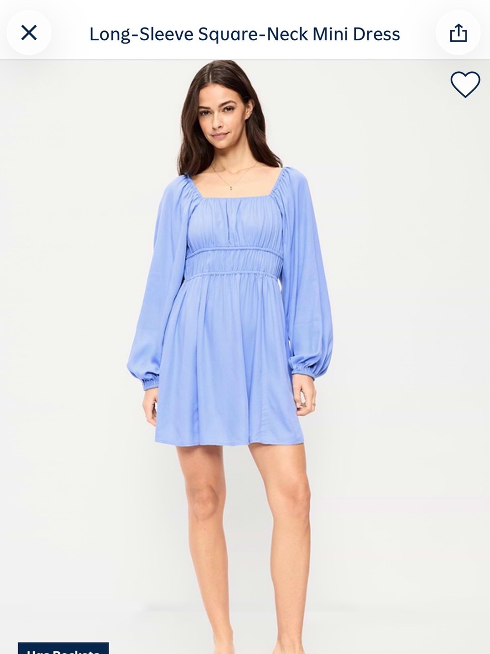 Old Navy Periwinkle Long-Sleeve Square-Neck Mini Dress